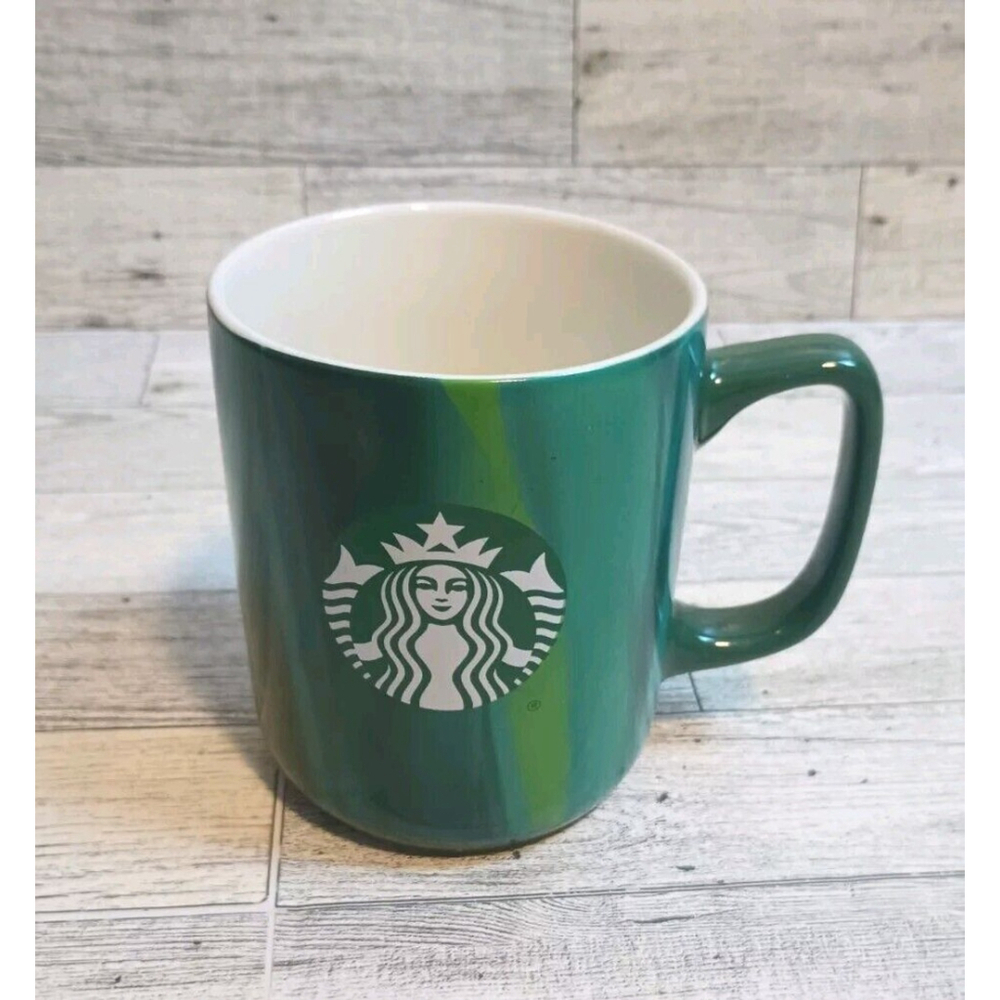 Starbucks Multi Colored Green Ceramic Coffee Tea Mug 15 OZ 2022 Dishwasher Ok